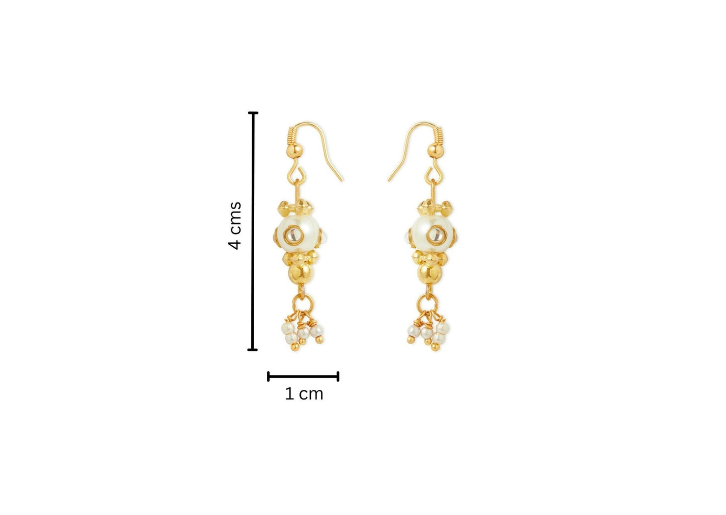 Combo - A festive set of 1 pair white beaded earrings & 1 bead necklace. (3 Qty) - White
