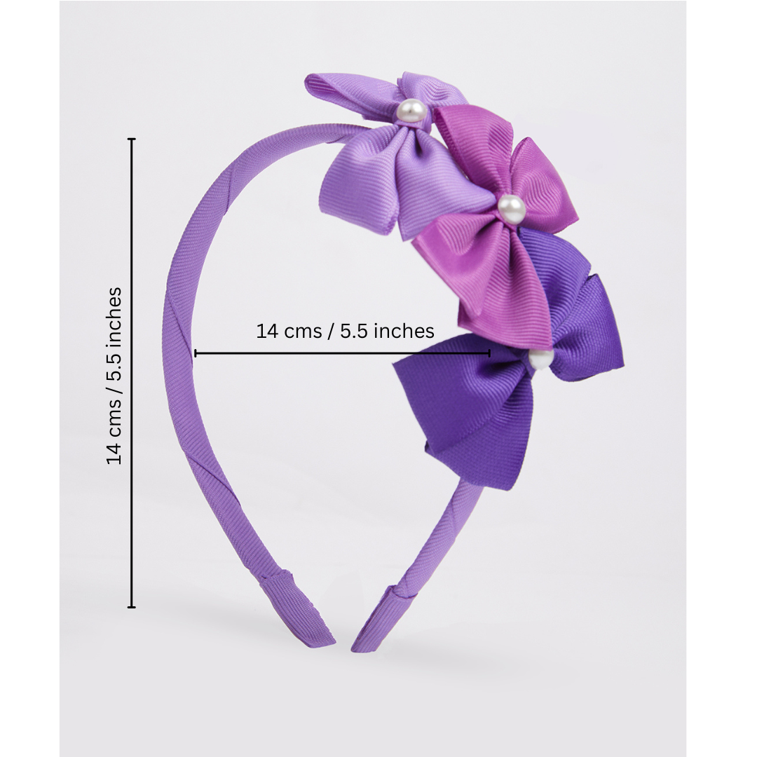 Cute Triple Grosgrain Ribbon Bow With Peal Detailed Hairband.