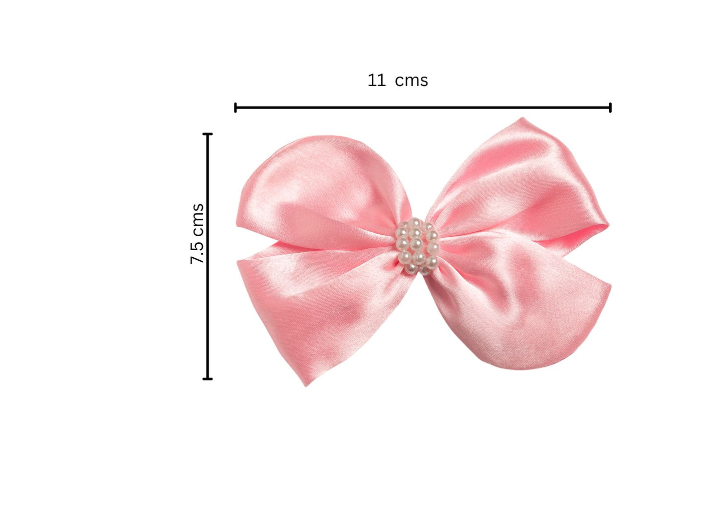 Pearl Detailed Cute Satin Bow on Alligator clip - Light Pink