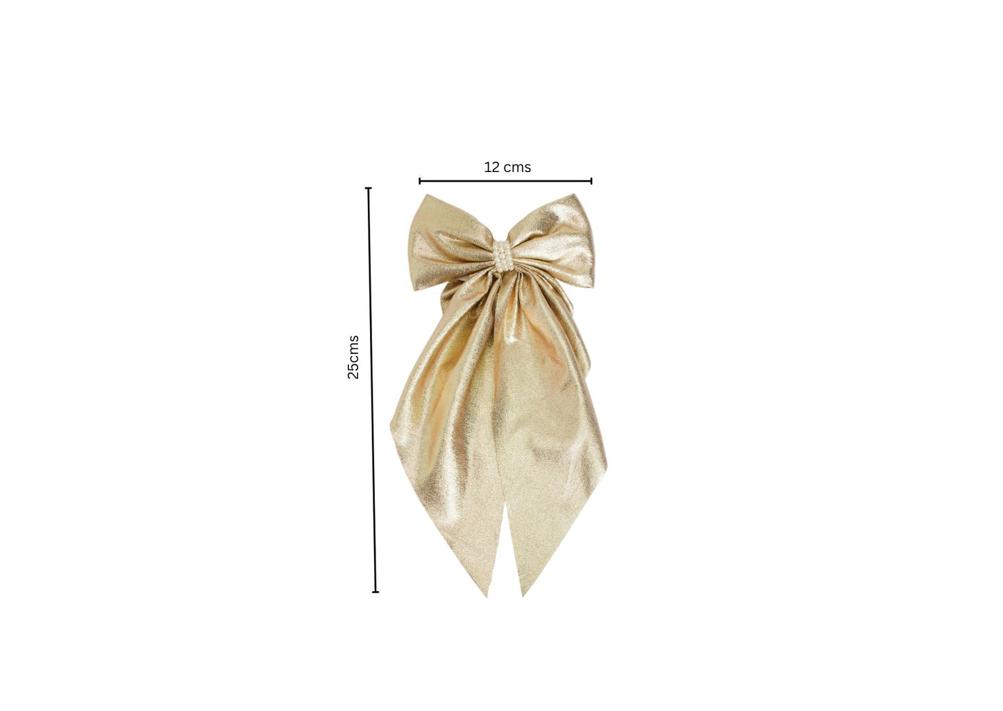 Shiny big scarf with pearls on barrette clip - Golden