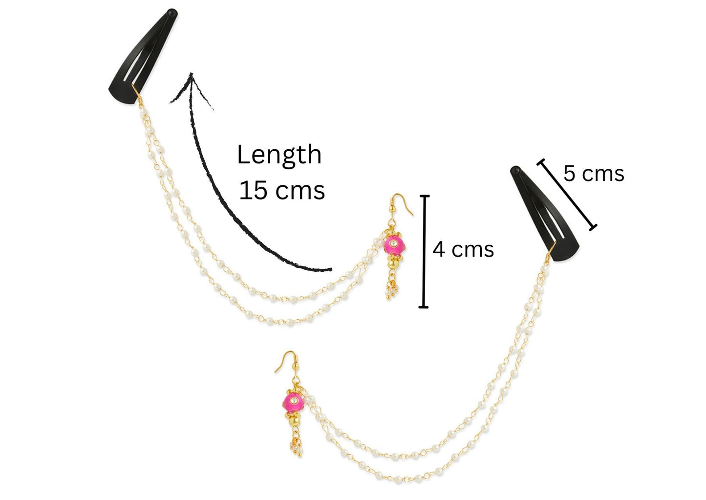 A pair of festive pink bead chain earrings with tic-tacs (2 Qty) - Pink