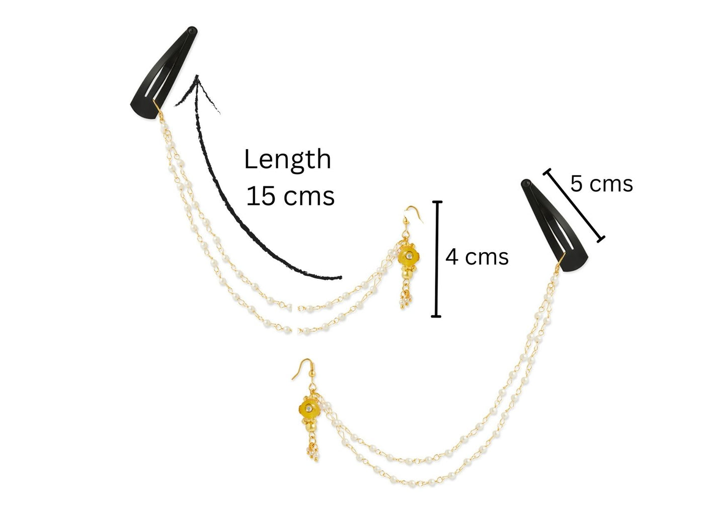 A pair of festive yellow bead chain earrings with tic-tacs (2 Qty) - Yellow