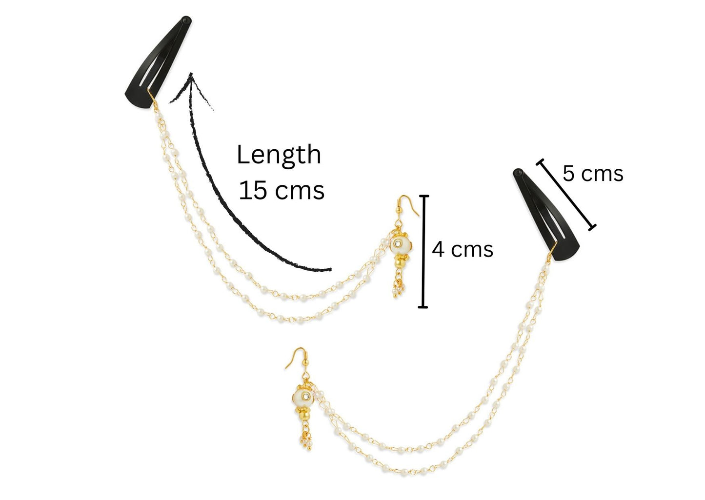 A pair of festive white bead chain earrings with tic-tacs (2 Qty) -White