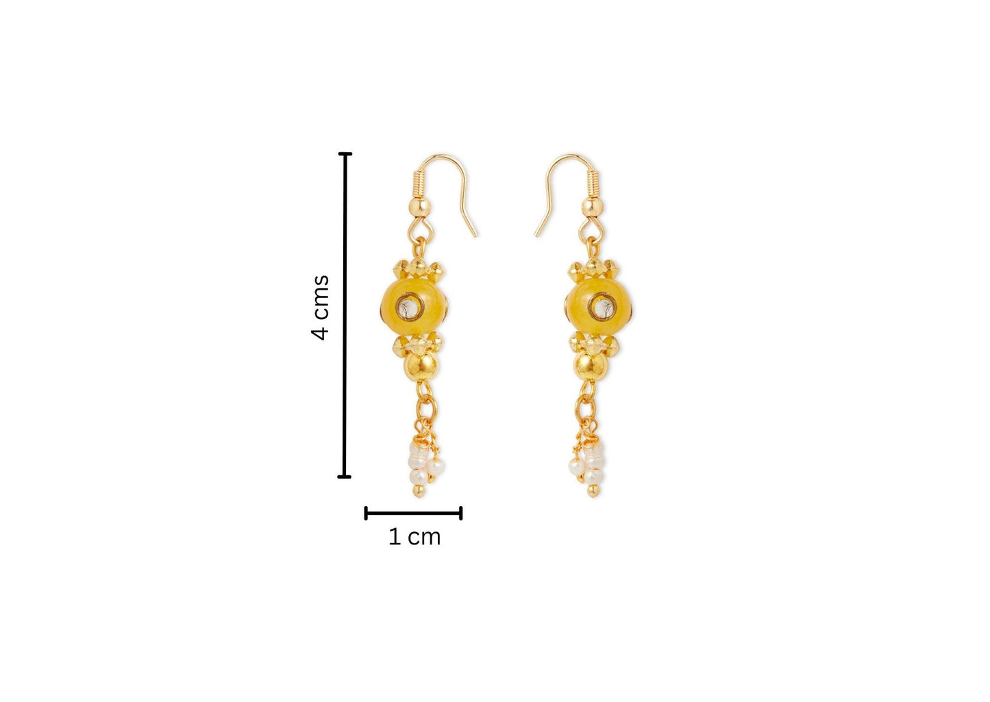 Combo - A festive set of 1 pair yellow beaded earrings & 1 bead necklace. (3 Qty) - Yellow