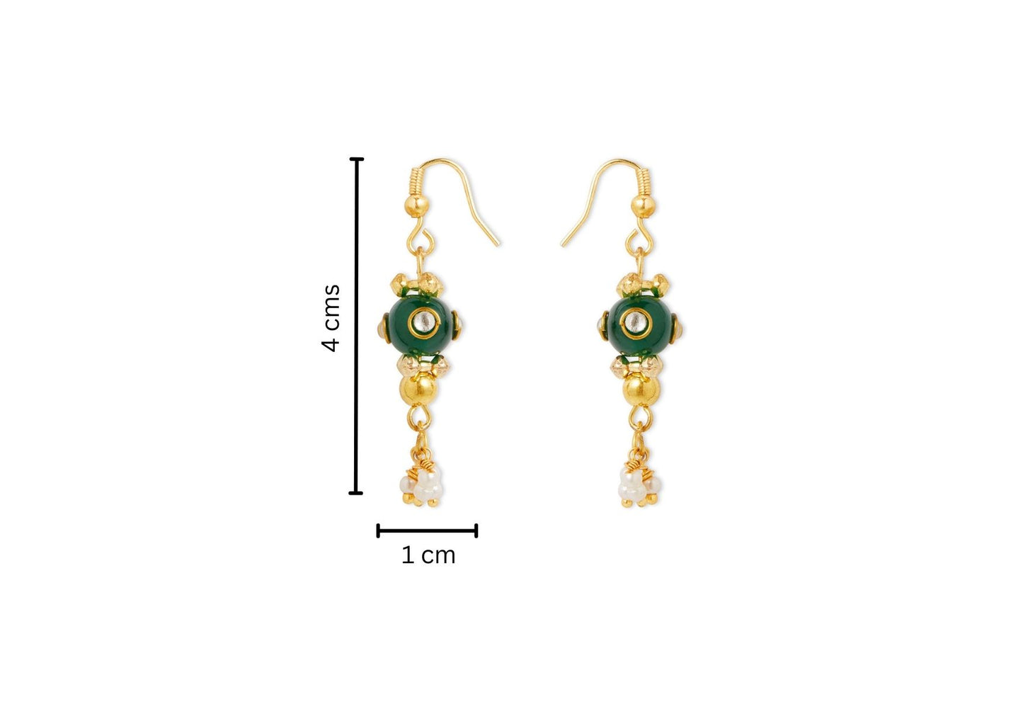 Combo - A festive set of 1 pair green beaded earrings & 1 bead necklace. (3 Qty) - Green