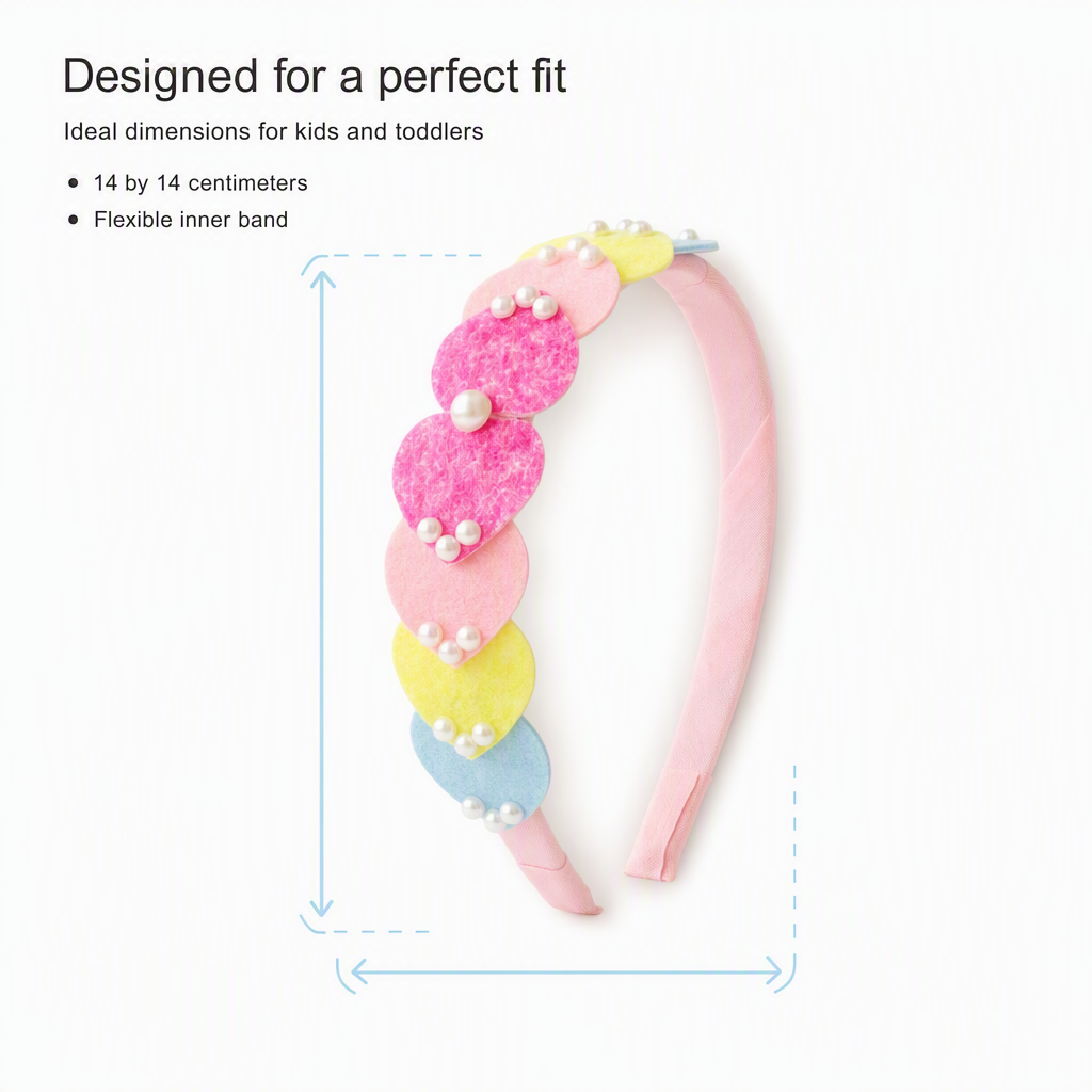 Dainty hairband with cascading hearts and pearl detailing - Pink, Blue, Yellow