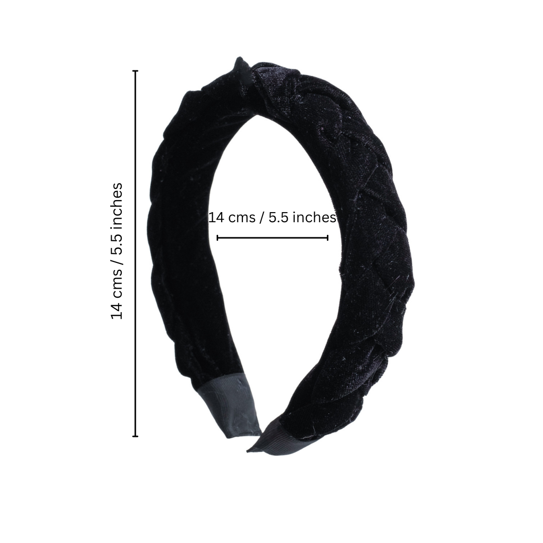Velvet Braided Hair Band - Black