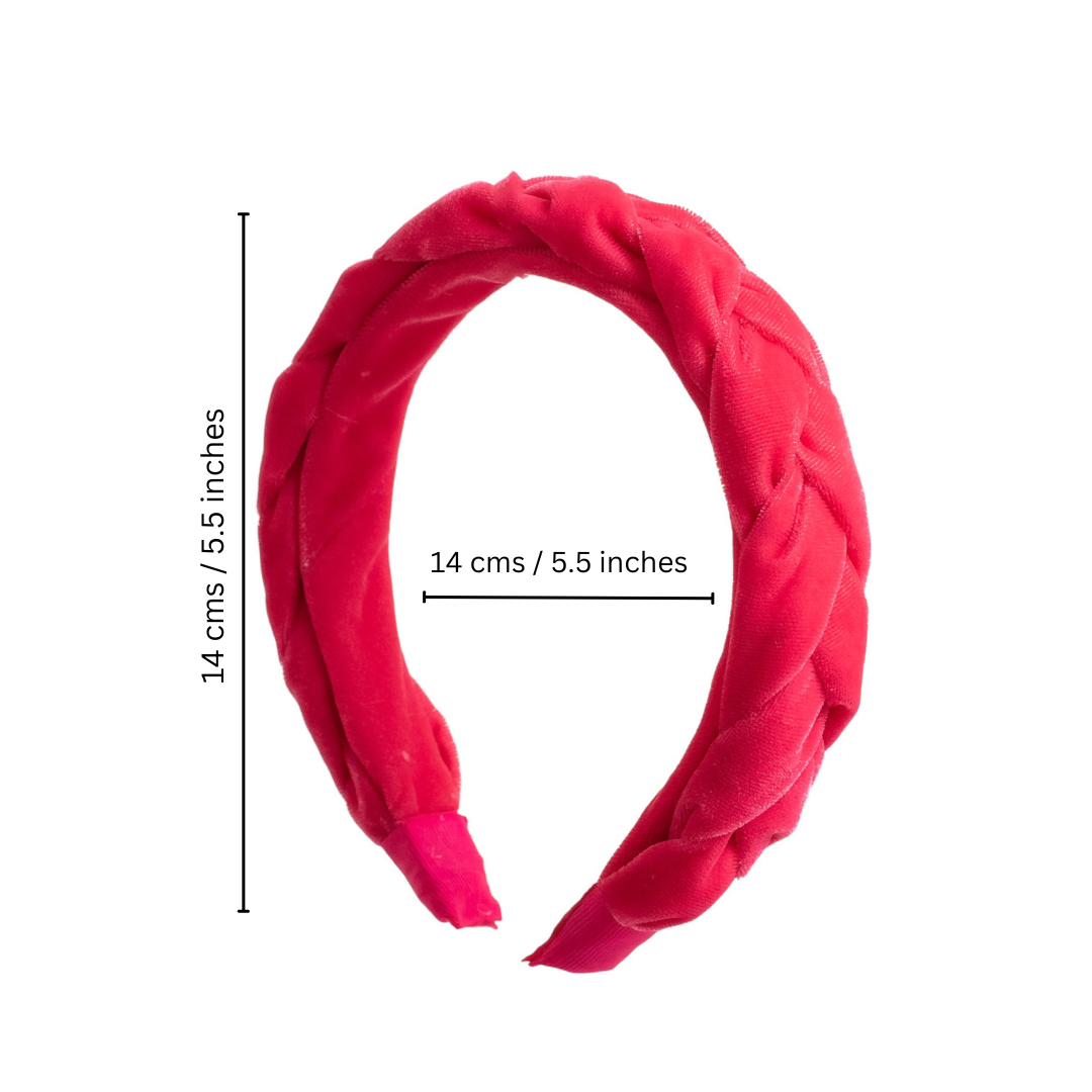 Velvet Braided Hair Band - Pink