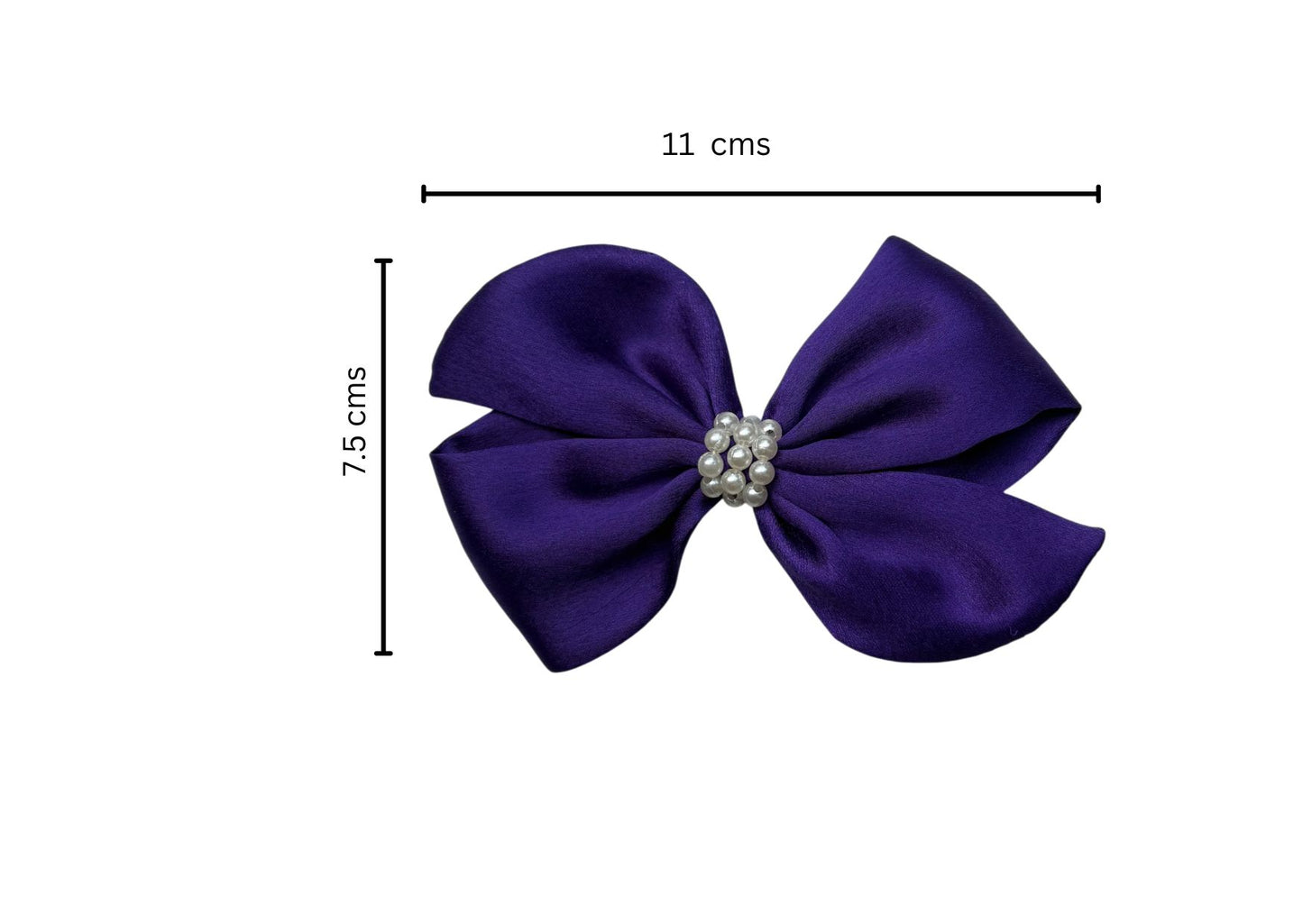 Satin Bow With Pearls Detailing - Purple