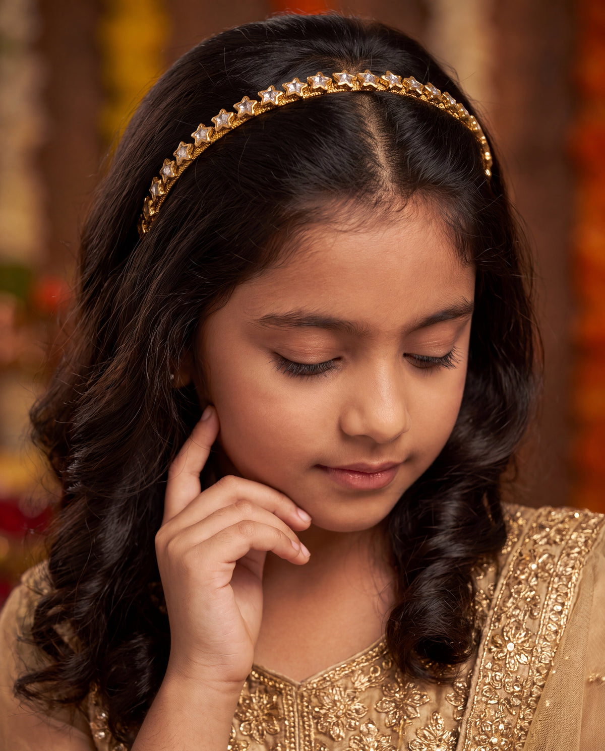 Kundan Hairband - Golden