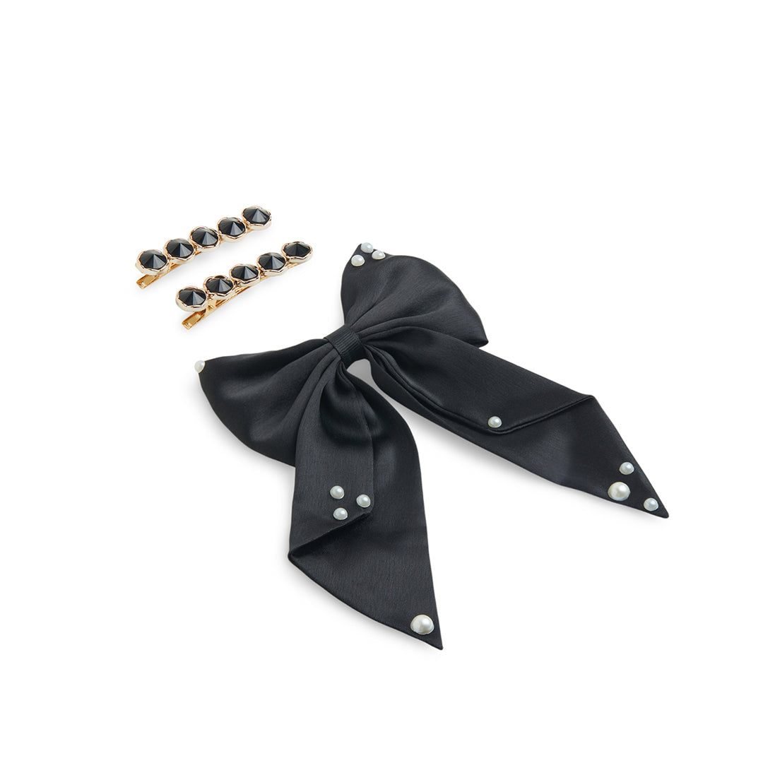 Pack of 3 Alligator Clips with Pearl Detailing – Black
