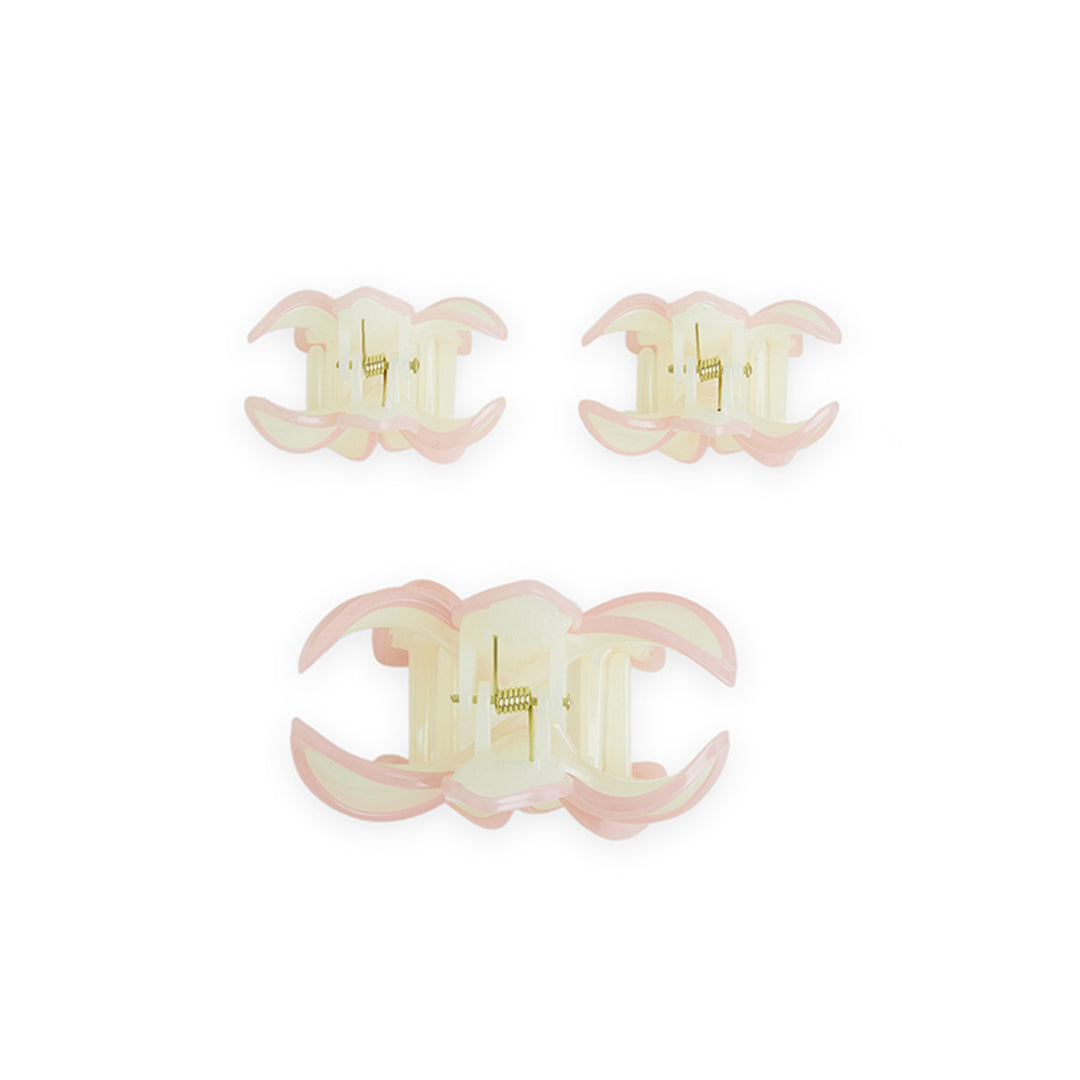 Pack of 3 Floral Hair Clutcher Clips - Light Pink