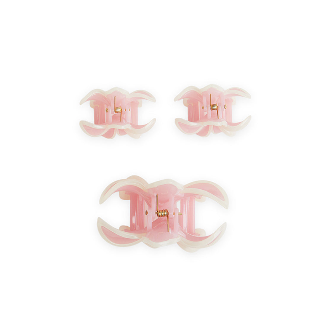 Pack of 3 Floral Hair Clutcher Clips - Pink