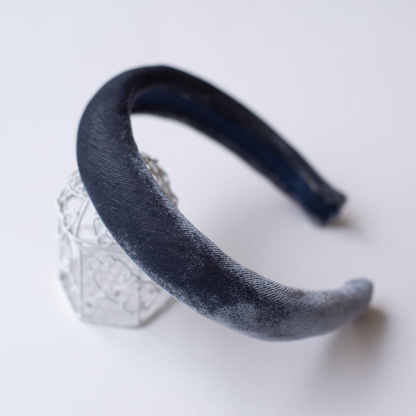 Soft velvet padded party hair band - Grey