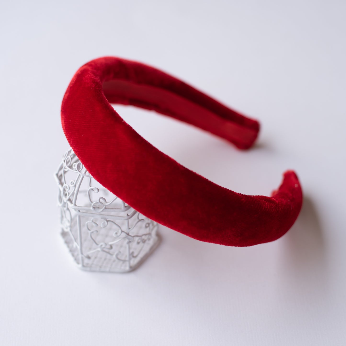 Soft velvet padded party hair band - Red