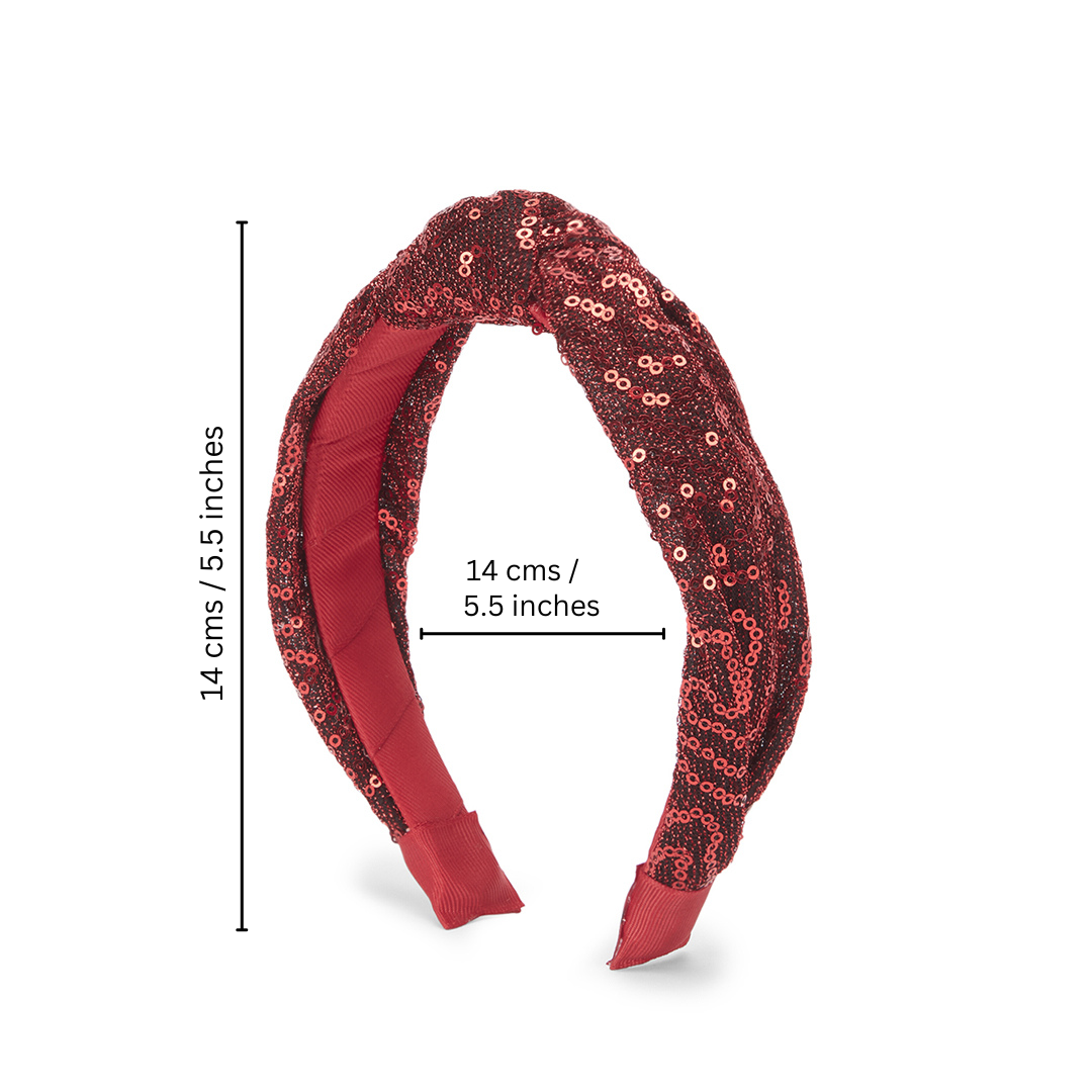 Party knotted hair band with sequins - Maroon