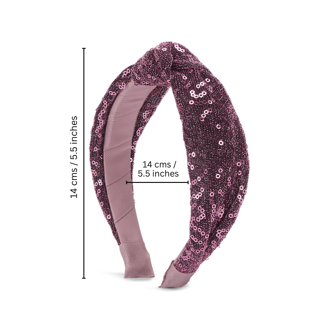 Party knotted hair band with sequins - Wine