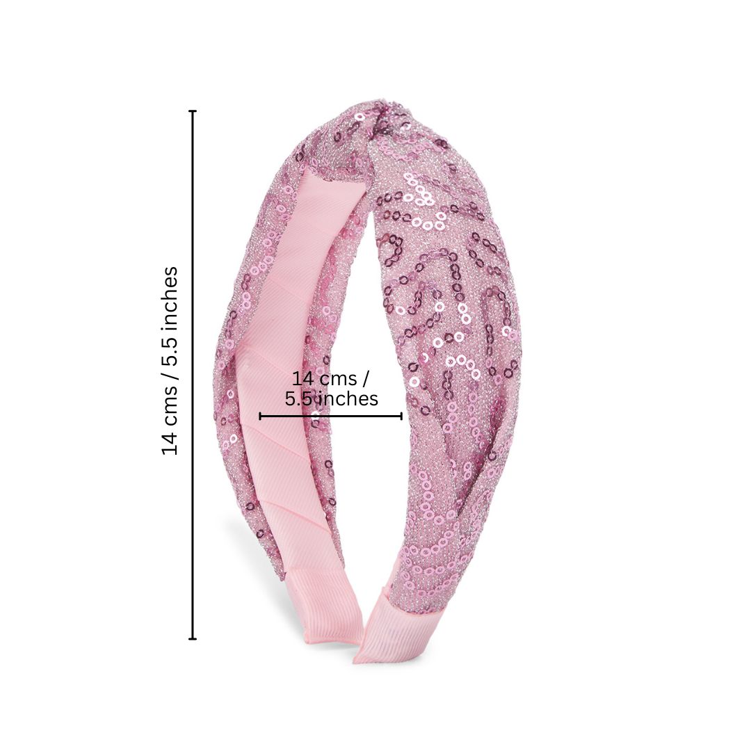 Party knotted hair band with sequins - Light Pink