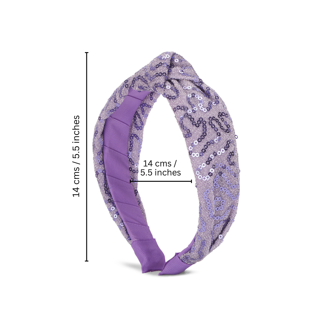 Party knotted hair band with sequins - Lavender