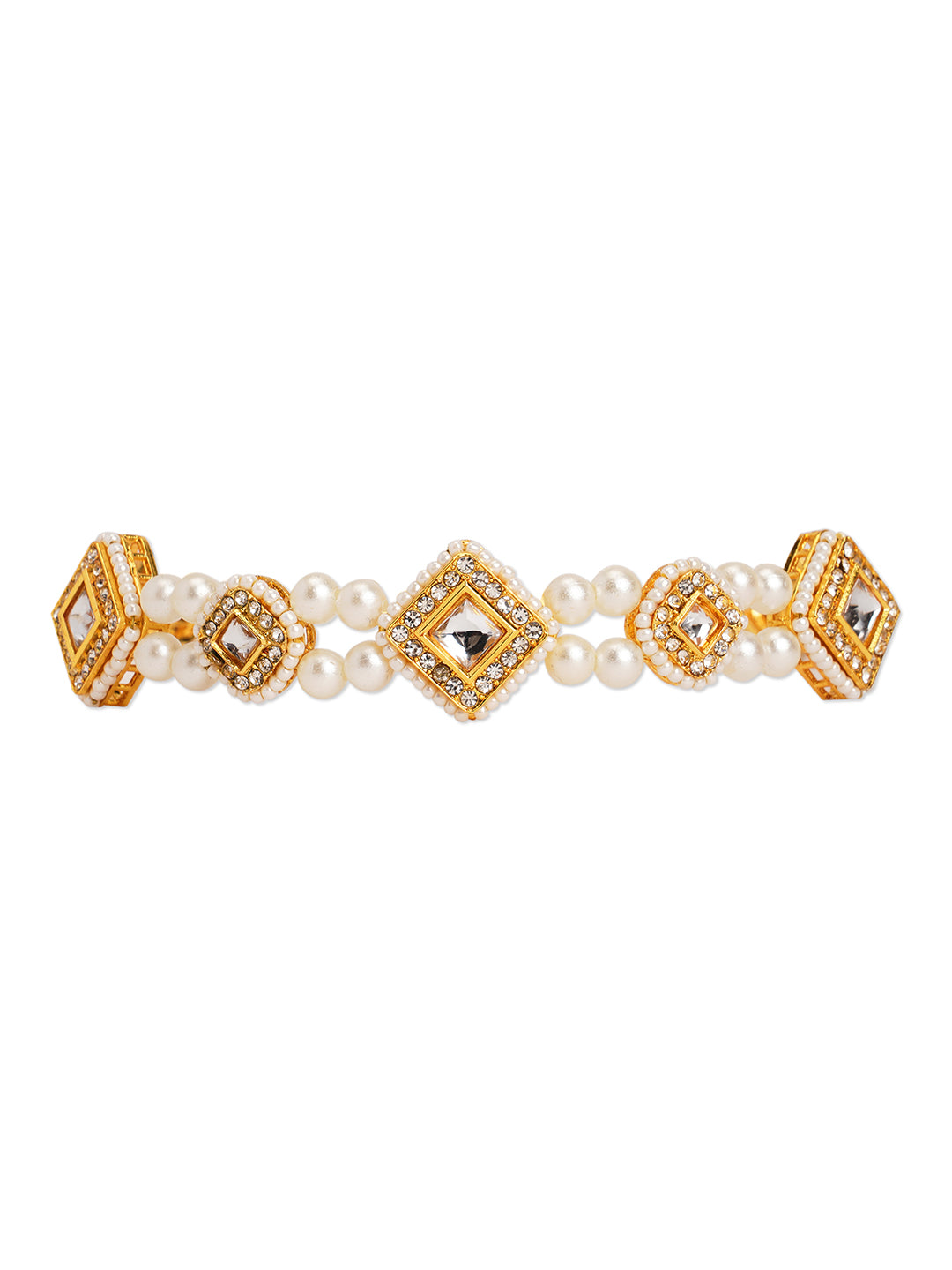 Kundan with pearls head chain - Golden