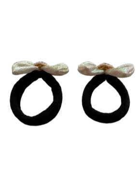 Bow with a kundan on rubberbands - Golden, White