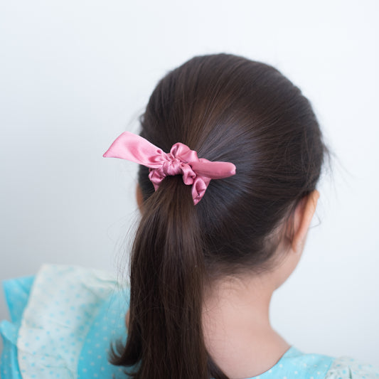 Satin Scrunchie With Tie Knot Detail -  Rose pink