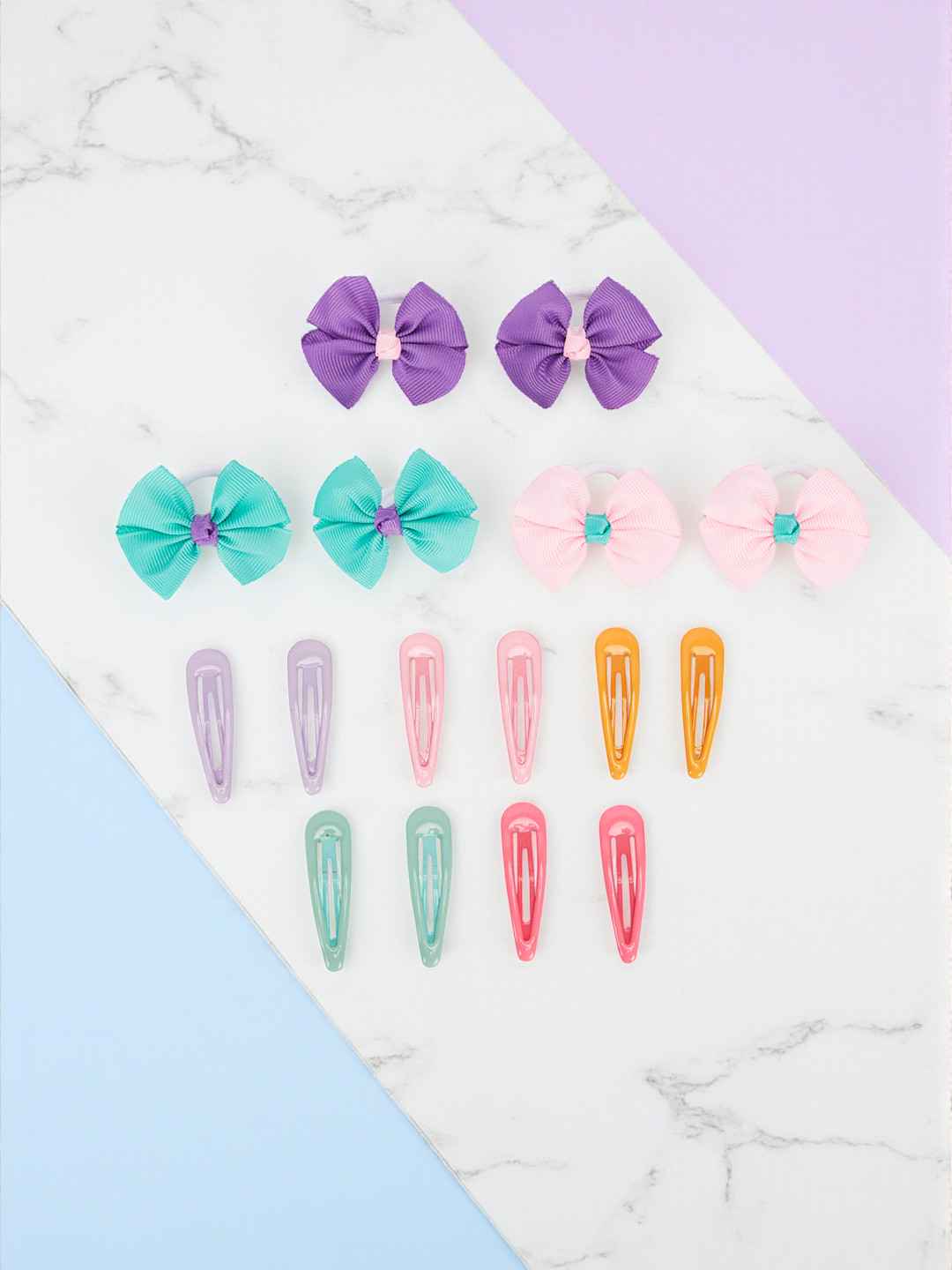 Pack of 5 pairs snap clips and 3 pairs rubberbands 2 - Multicolor