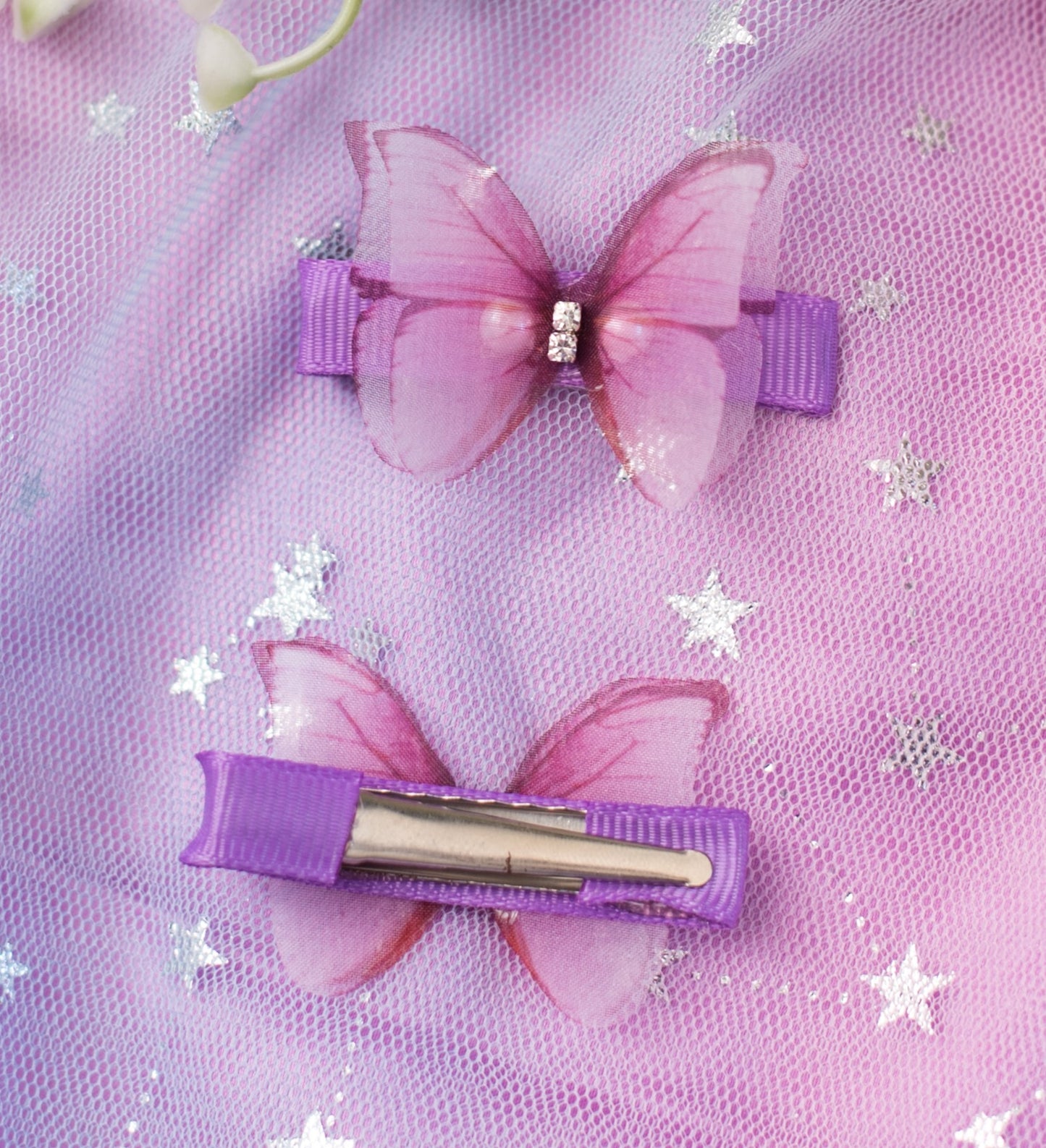 Fancy Butterfly Alligator Hair Clips - Pink and Purple