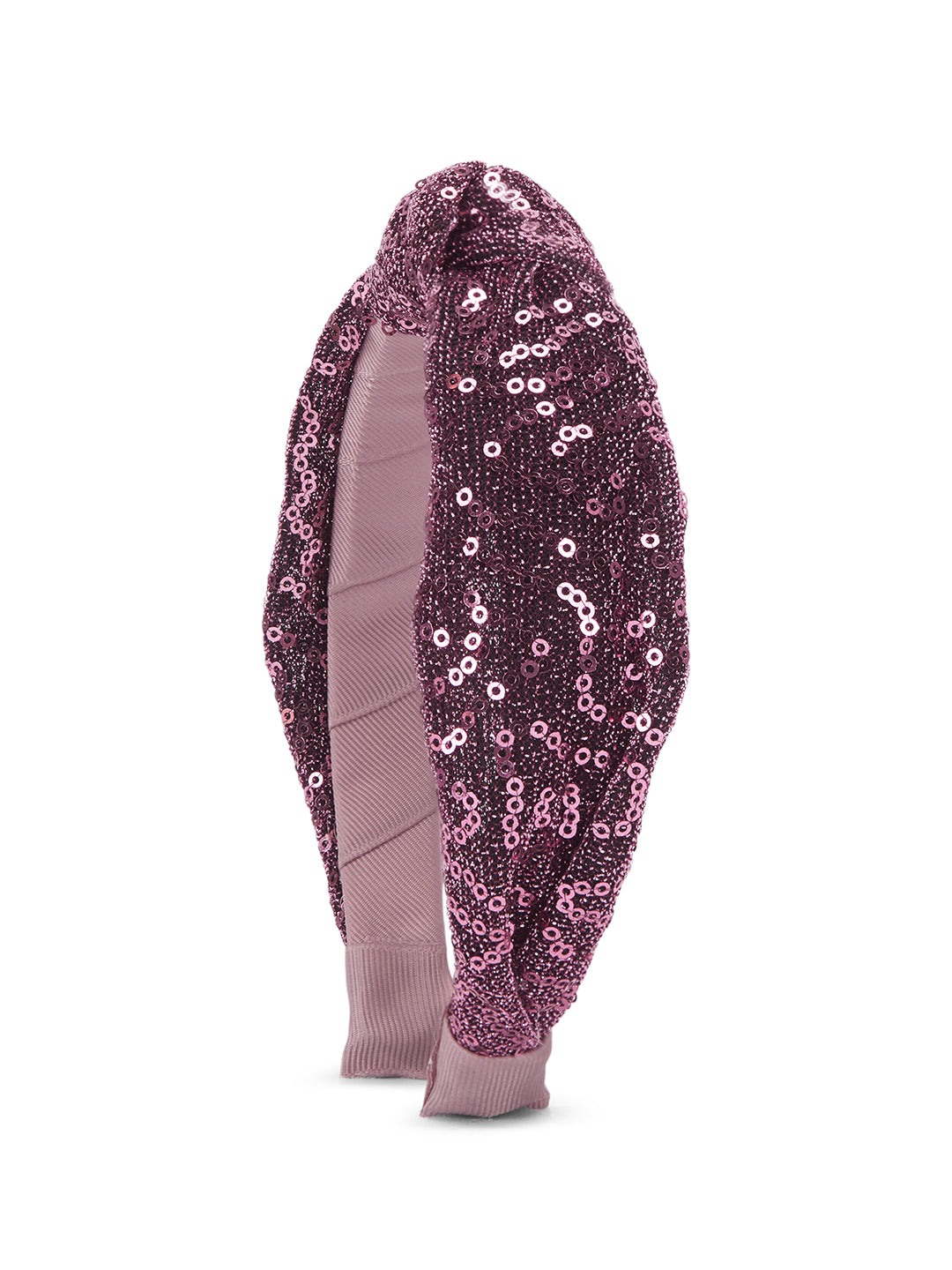 Party knotted hair band with sequins - Wine