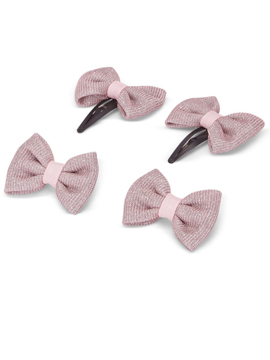 Shiny Party Bow on Rubber bands & snap clip - Light pink