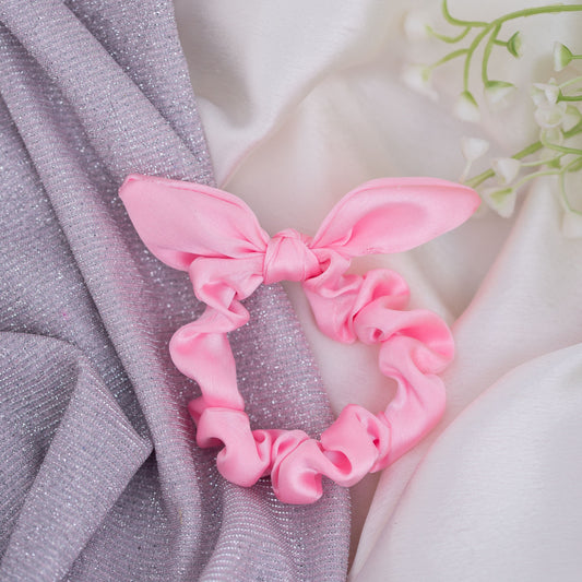 Ribbon Candy - Satin Scrunchie With Tie Knot Detail - Light Pink