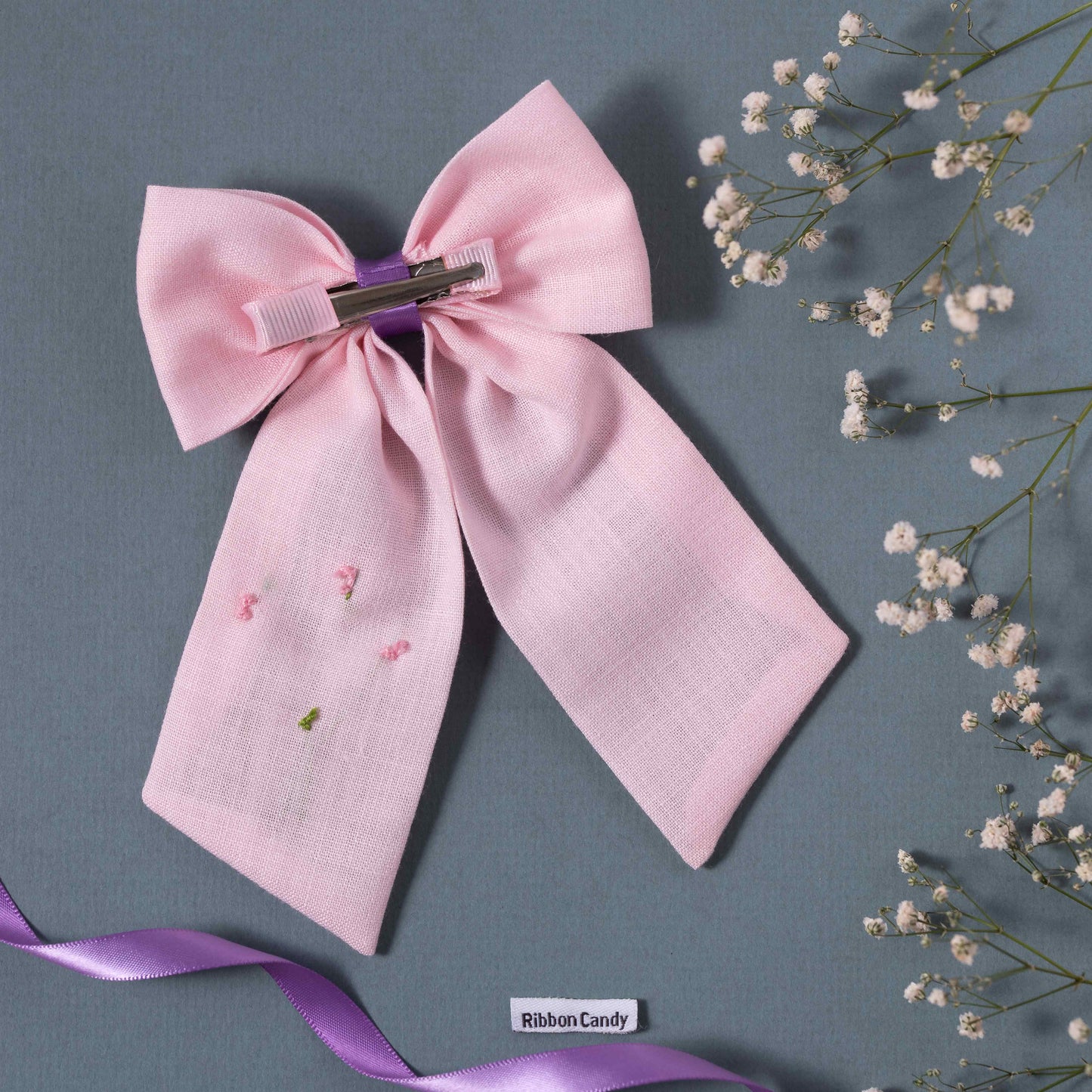 Cute Bow On Alligator with Button and Ribbon Detailing