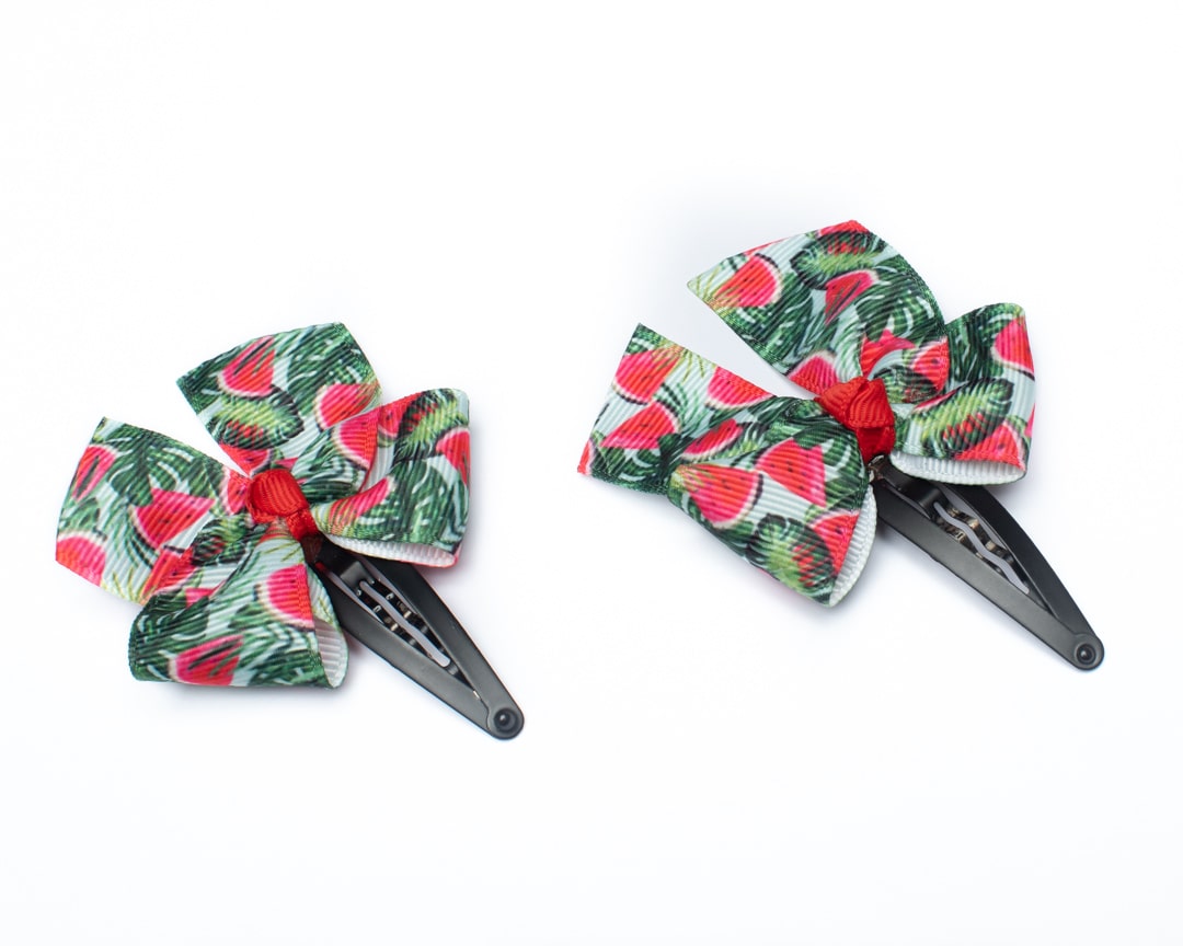 Water Melon Print Bow Tic Tac Pins