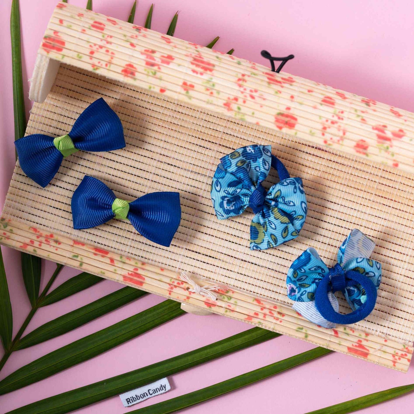 Cute Combo One Pair of Alligator Clip and One Pair of Printed Rubber band