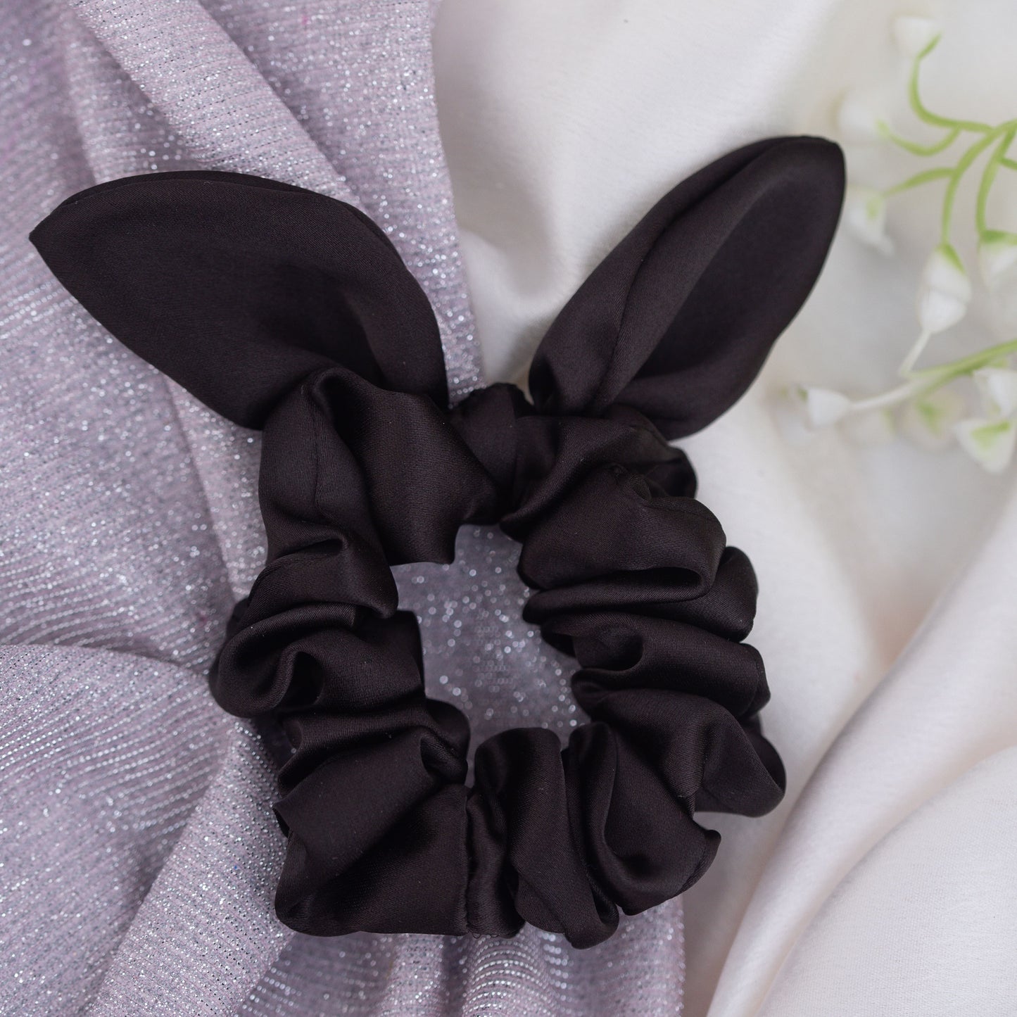 Ribbon Candy - Satin Hair Scrunchie - Black