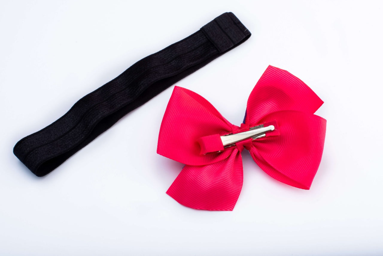 Tucan Print Dual Bow Alligator Clip with Stretchy Band - Hair Band
