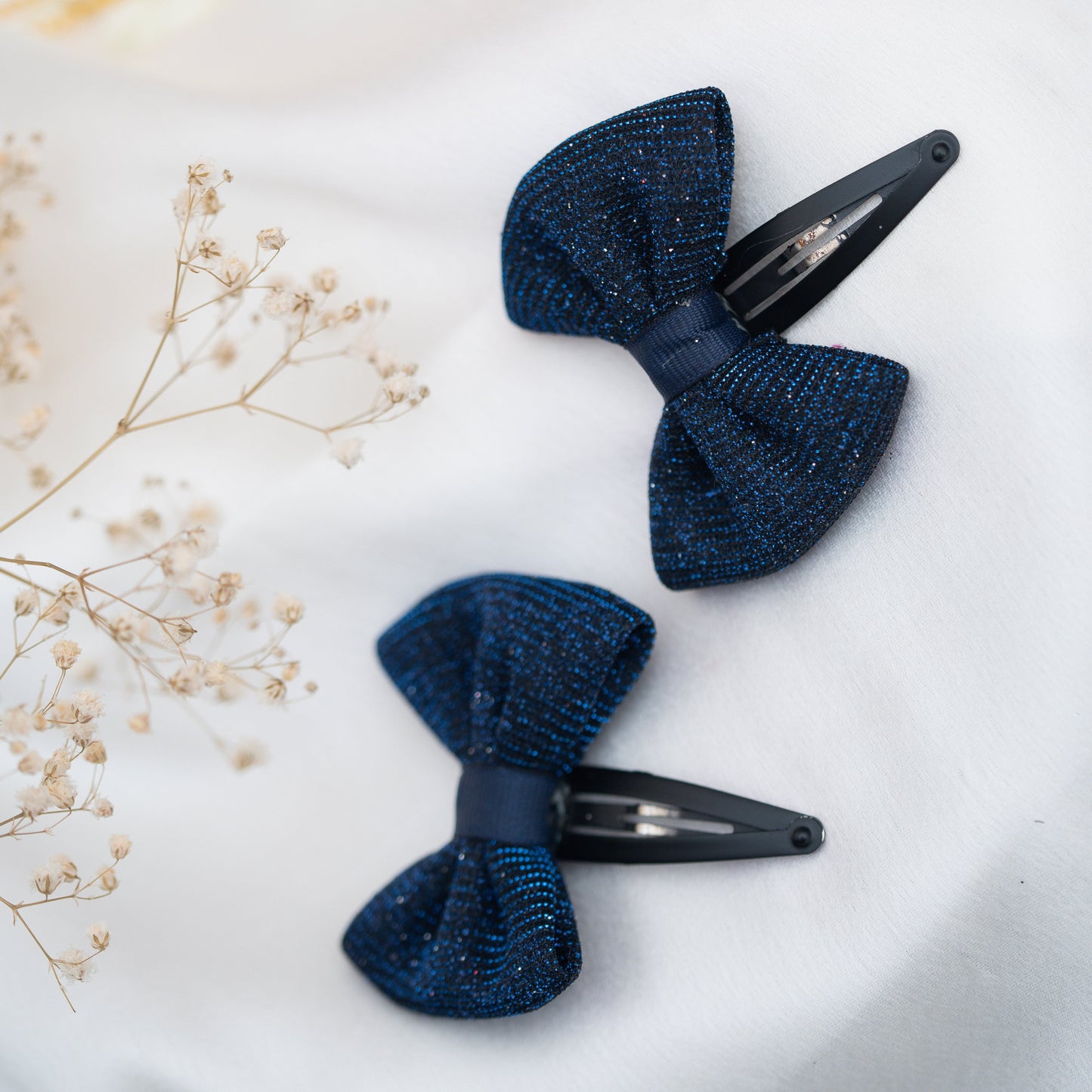 Ribbon Candy - Shiny Party Bow on Tic-tac Pin - dark blue