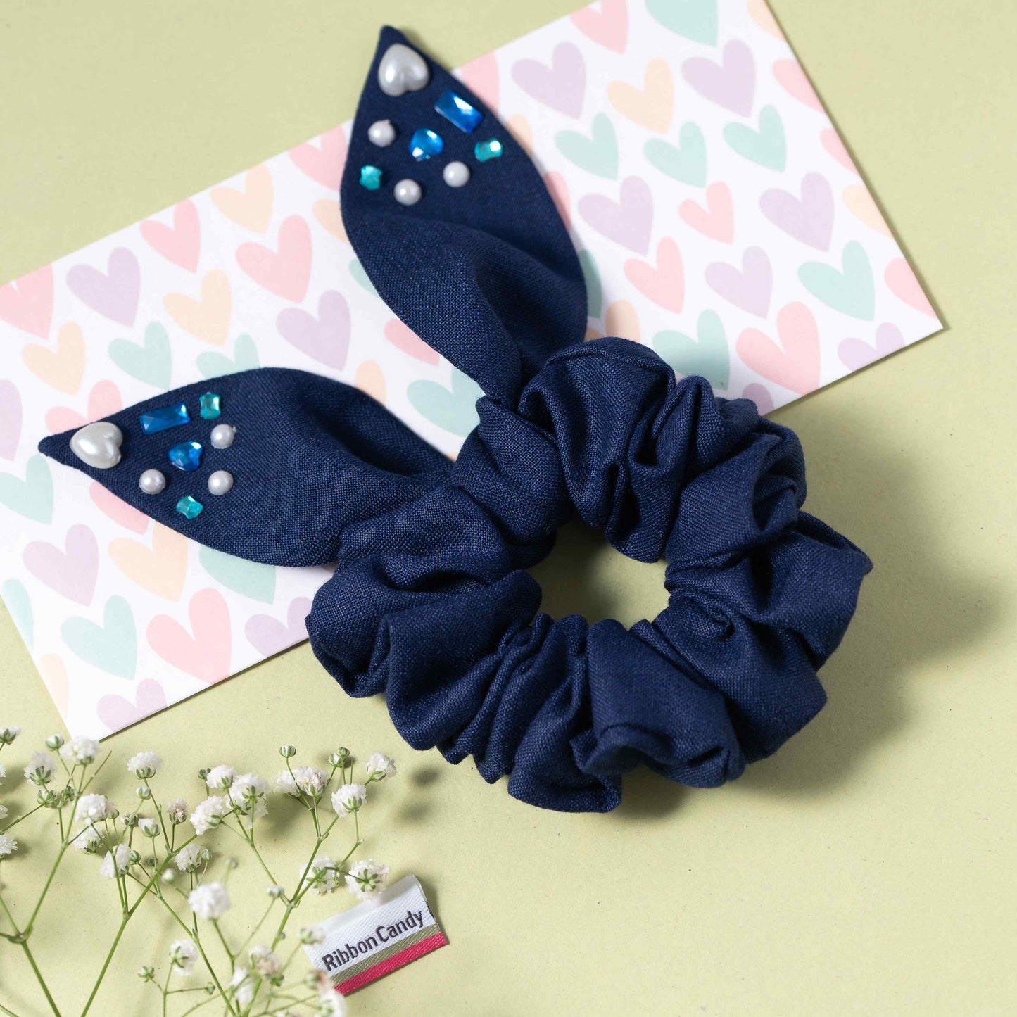 Cute Scrunchie With Crystal and Pearl Detailing