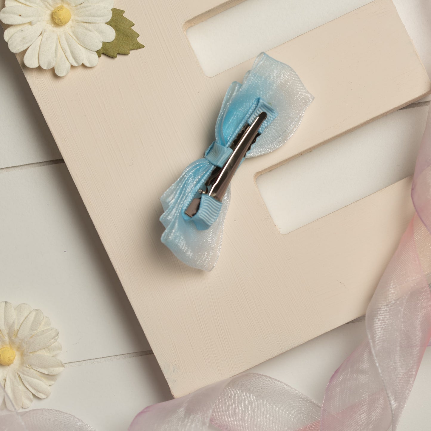 Ribbon Candy - Layered Loopy Bow on Alligator Clip - Blue