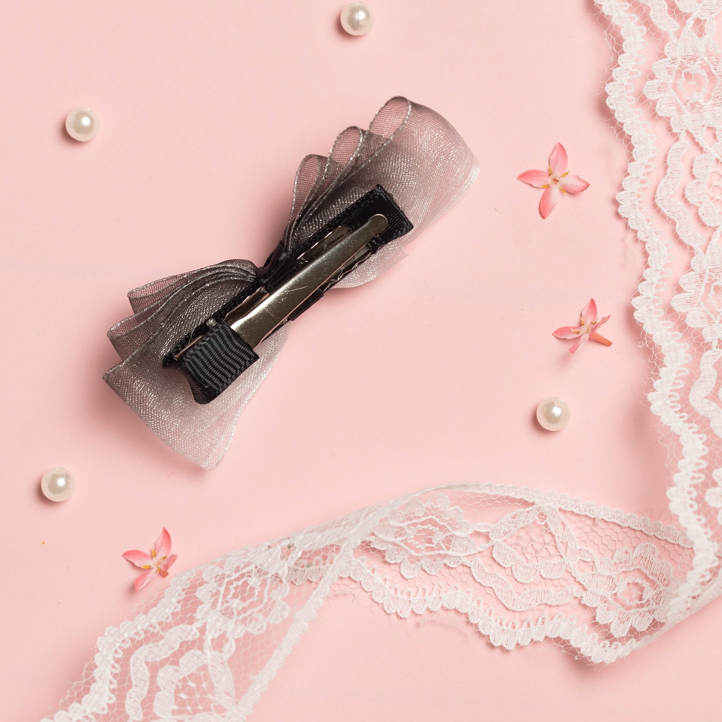 Ribbon Candy - Layered Loopy Bow on Alligator Clip - Black