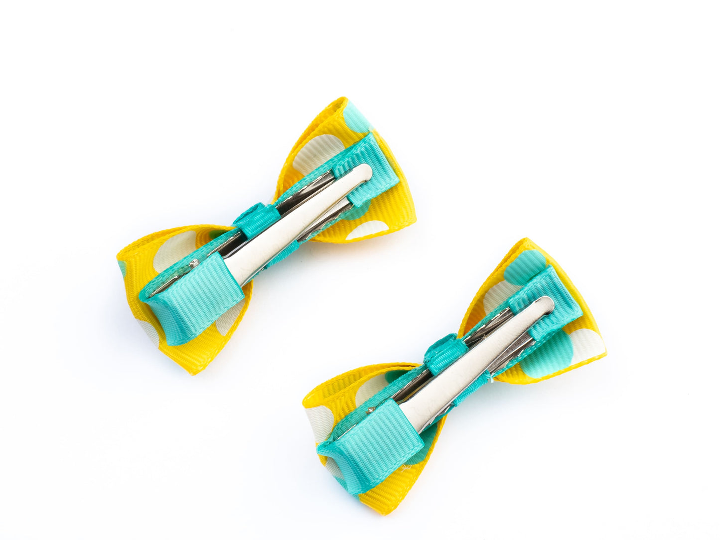 Polka Dot Print Bow on Alligator Pins - Hair clips