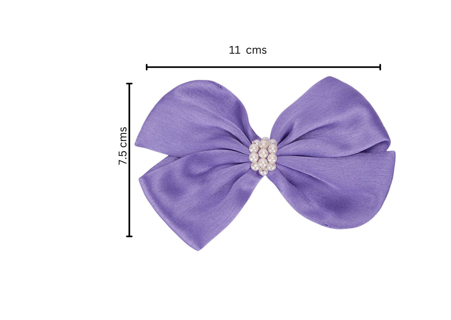 Pearl Detailed Cute Satin Bow on Alligator clip - Purple