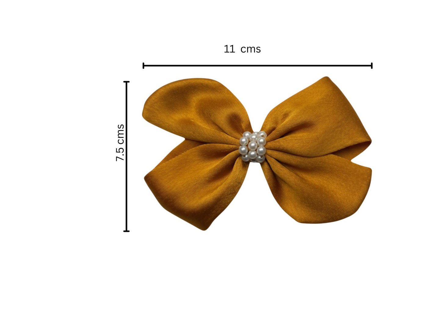 Pearl Detailed Cute Satin Bow on Alligator clip