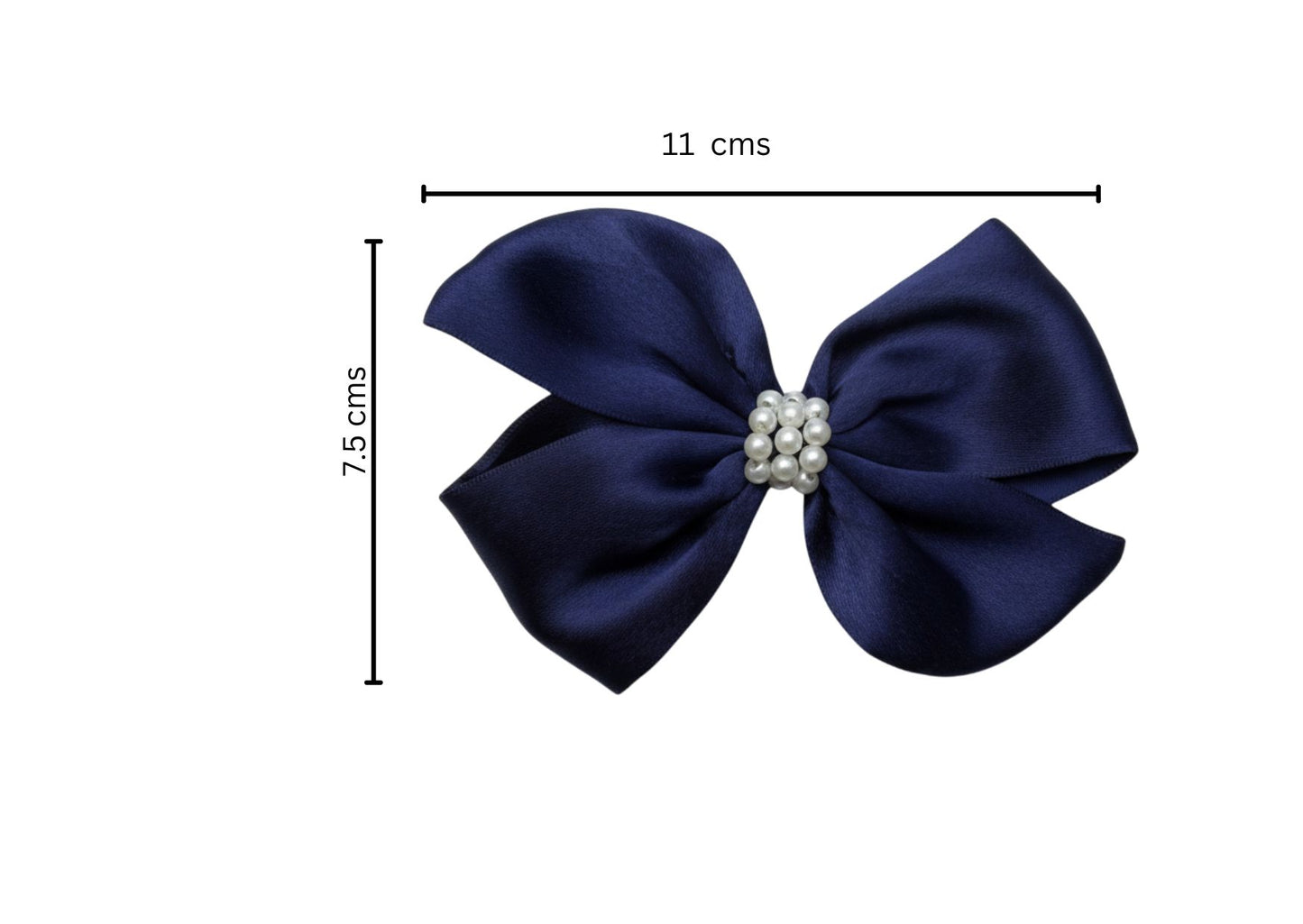 Pearl Detailed Cute Satin Bow on Alligator clip.