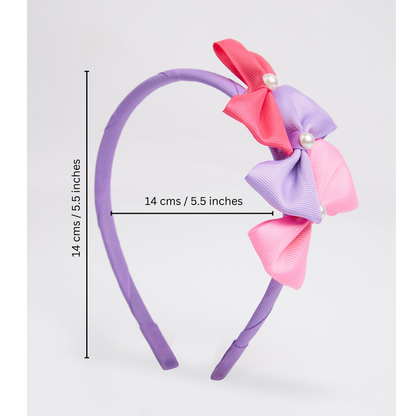 Cute Triple Grosgrain Ribbon Bow With Peal Detailed  Hairband.