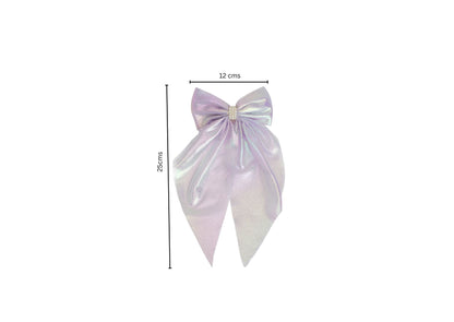 Shiny big scarf with pearls on barette clip - lavender