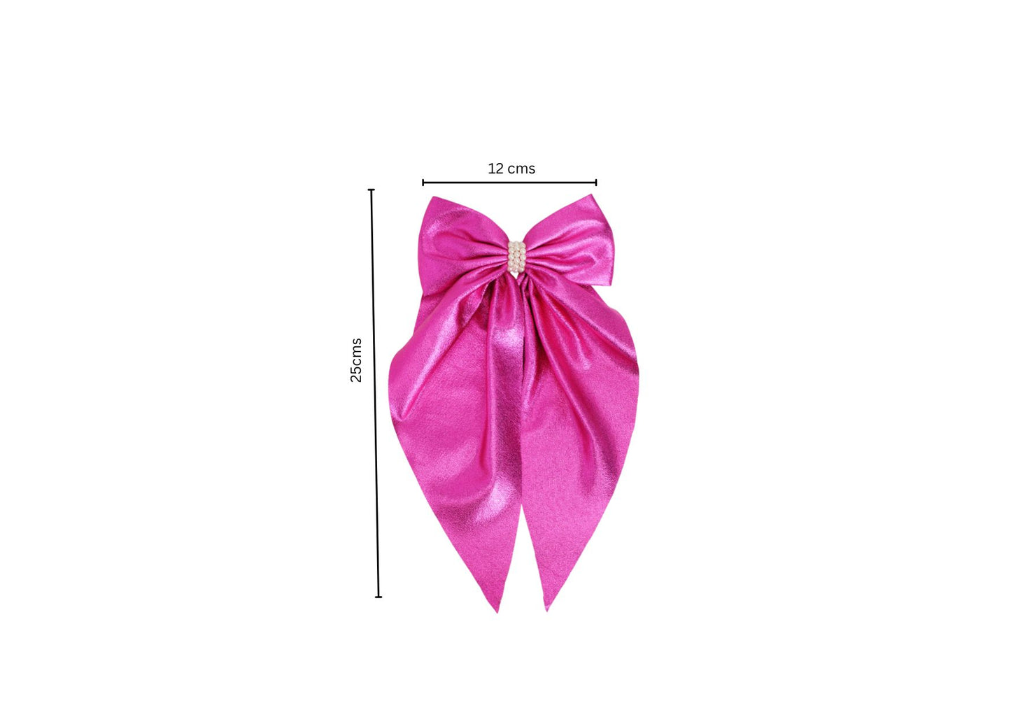 Shiny big scarf with pearls on barette clip - Fuchsia
