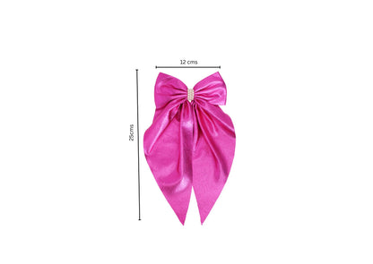 Shiny big scarf with pearls on barette clip - Fuchsia