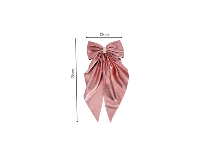 Shiny big scarf with pearls on barette clip - Rose pink