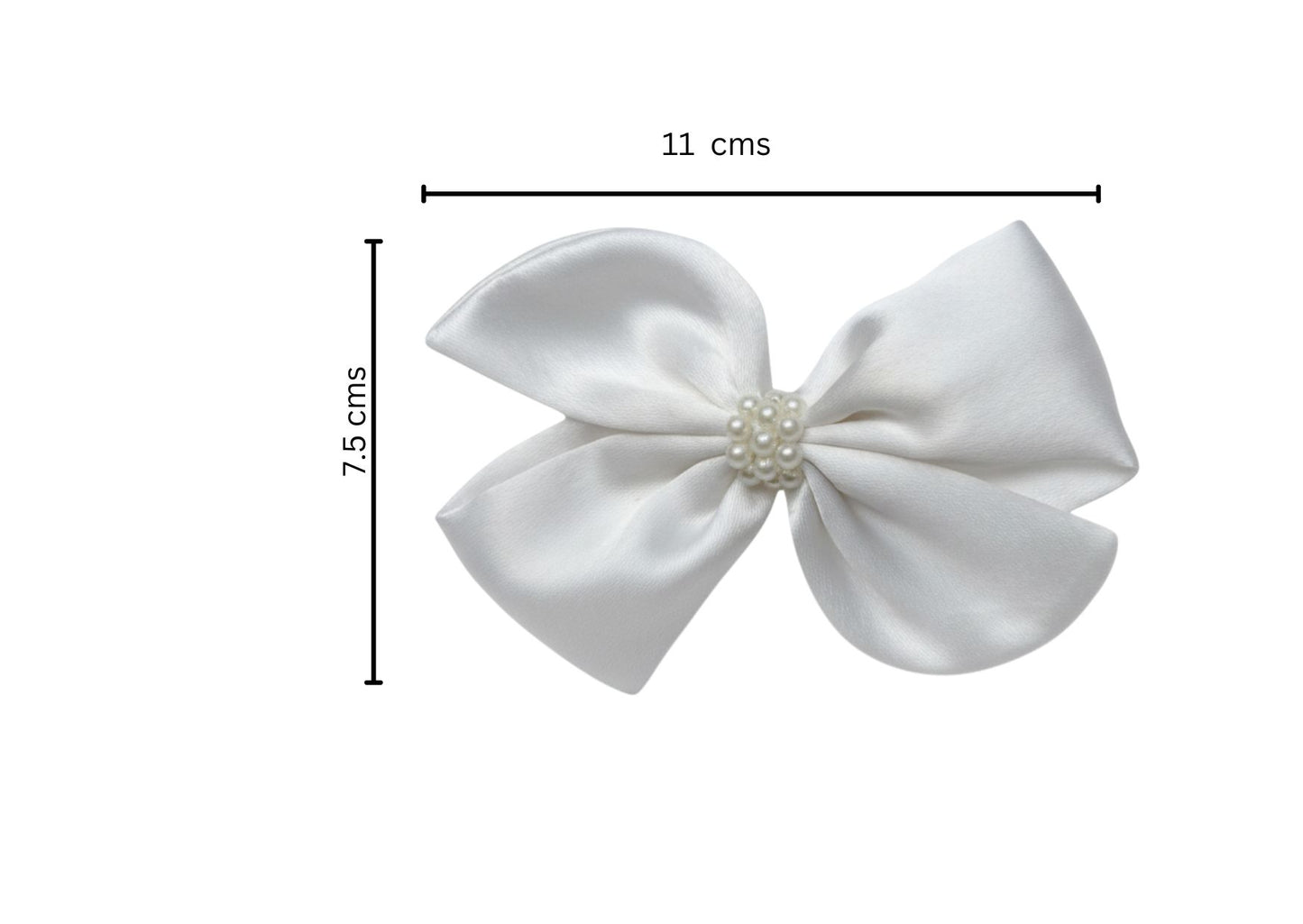 Pearl Detailed Cute Satin Bow on Alligator clip